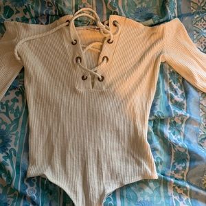 OFF THE SHOULDER THONG BODY SUIT